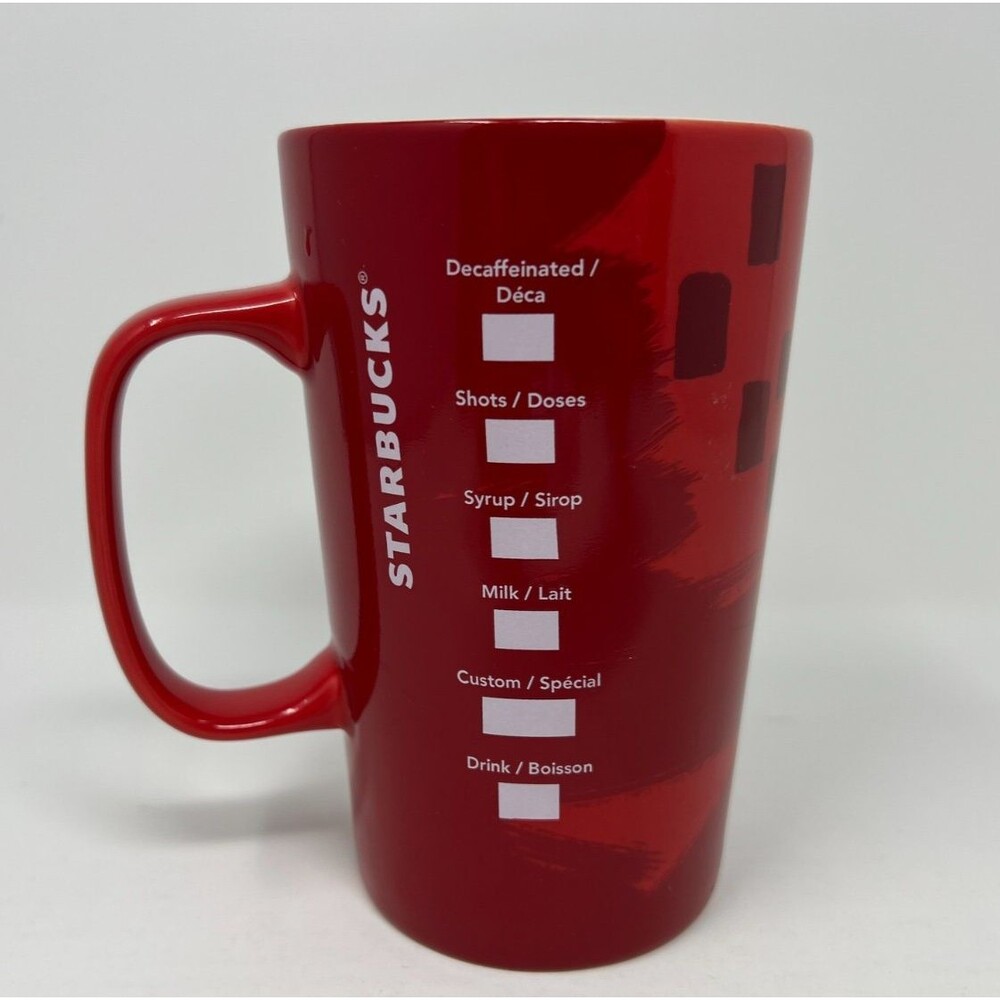 Starbucks 2014 Holiday Red Ceramic Coffee Mug 16 oz Tall Christmas Cup - Picture 2 of 7